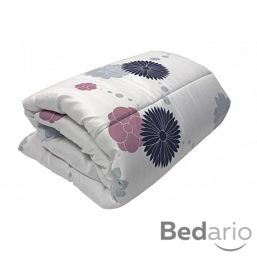 Celoroční přikrývka z dutého vlákna Economy květovaná 140x200