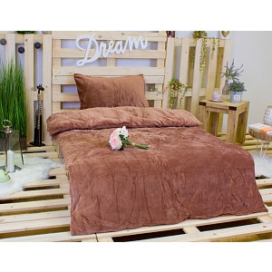 Mikroplyšové povlečení Premium 140x200+70x90 Hnědé