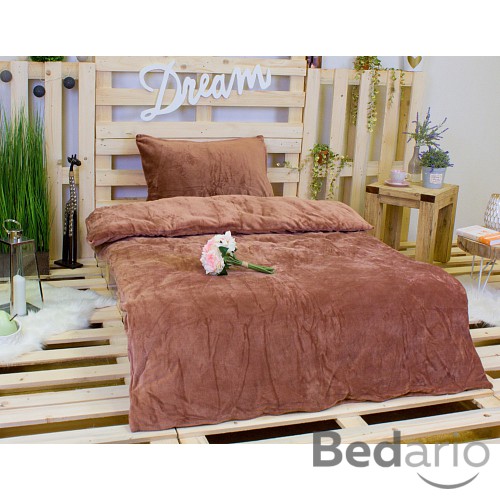 Mikroplyšové povlečení Premium 140x200+70x90 Hnědé