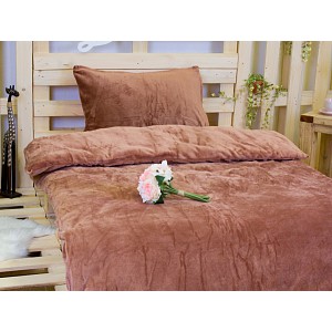 Mikroplyšové povlečení Premium 140x200+70x90 Hnědé