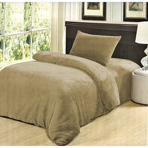 Mikroplyšové povlečení Premium 140x200+50x70 Béžové