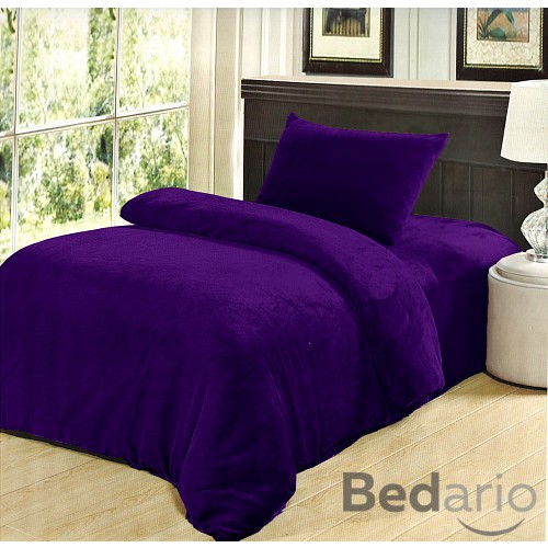 Mikroplyšové povlečení Premium 140x200+50x70 Tmavě fialové