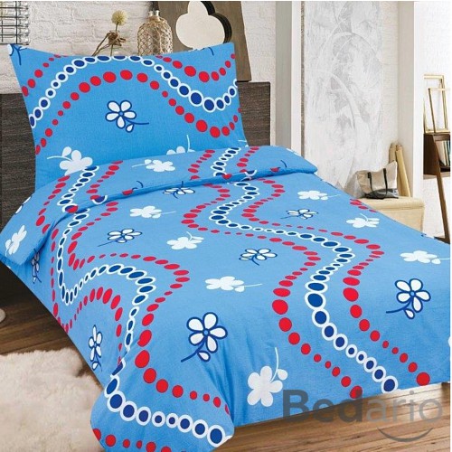Krepové povlečení TOP 140x200+70x90 Modré kuličky