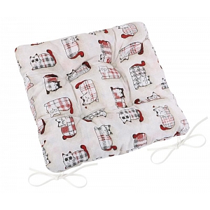 Sedák EMA prošívaný s provázky na uchycení 40x40 - Červená kočka