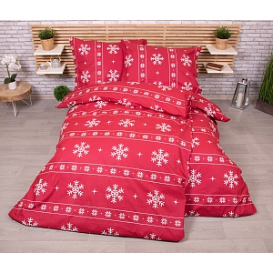 Zvýhodněná sada bavlněného povlečení na dvě lůžka 140x200+70x90 Vánoční červené