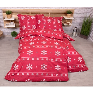 Zvýhodněná sada bavlněného povlečení na dvě lůžka 140x200+70x90 Vánoční červené