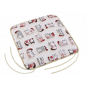 Sedák EMA hladký s provázky na uchycení 40x40 - Červená kočka