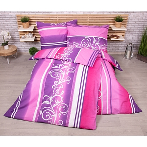 Zvýhodněná sada bavlněného povlečení Exclusive na dvě lůžka 140x200+70x90 Ornament fialový