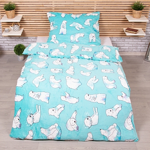 Mikroplyšové povlečení Premium 140x200+70x90 Lední méďa