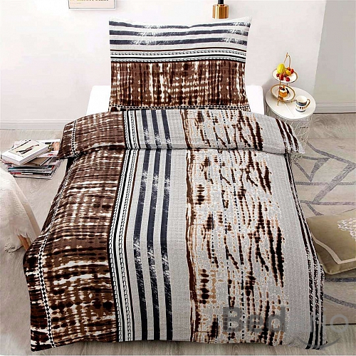 Krepové povlečení ECONOMY 140x200+70x90 Toki hnědé