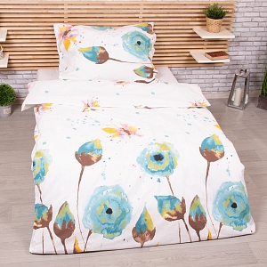 Bavlněné povlečení 140x200+70x90 Paví oko modré