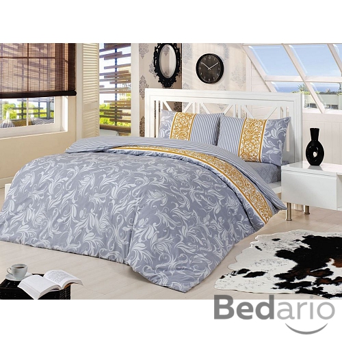 Prodloužené bavlněné povlečení 140x220+70x90 Angelika šedá