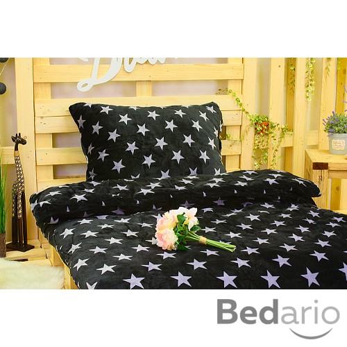 Mikroplyšové povlečení Premium 140x200+70x90 Šedé hvězdy