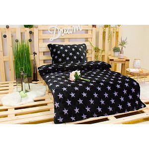 Mikroplyšové povlečení Premium 140x200+70x90 Šedé hvězdy
