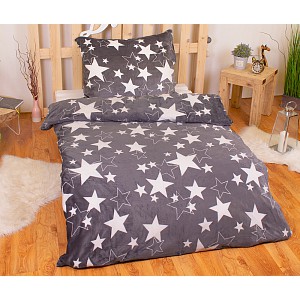 Mikroplyšové povlečení Premium 140x200+70x90 Stars grey