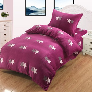 Mikroplyšové povlečení Premium 140x200+70x90 Stars fuchsia
