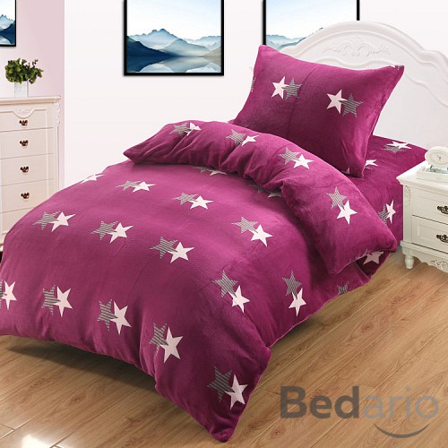 Mikroplyšové povlečení Premium 140x200+70x90 Stars fuchsia