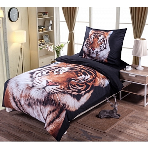 3D povlečení 140x200+70x90 Black tiger