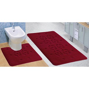 Koupelnová a WC předložka bordová stopa