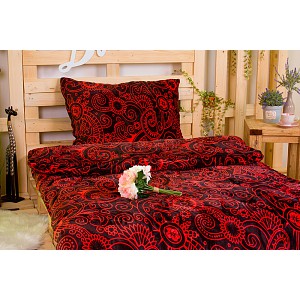 Mikroplyšové povlečení Premium 140x200+70x90 Dekor červený