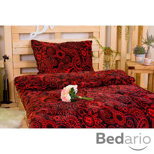 Mikroplyšové povlečení Premium 140x200+70x90 Dekor červený