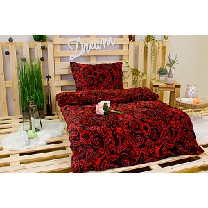 Mikroplyšové povlečení Premium 140x200+70x90 Dekor červený