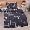 Krepové povlečení Deluxe 140x200+70x90 Čtverce černobílé