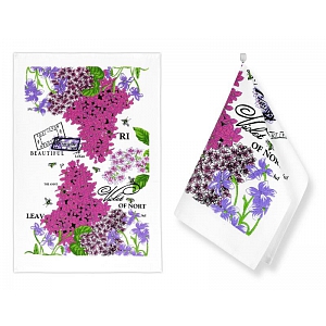 Kuchyňské utěrky - sada 2 kusů - Fialky