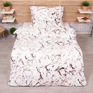 Mikroplyšové povlečení Premium 140x200+70x90 Mramor hnědý