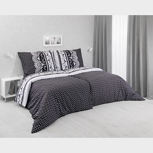 Polybavlněné povlečení DeLuxe 140x200+70x90 Canzone Black