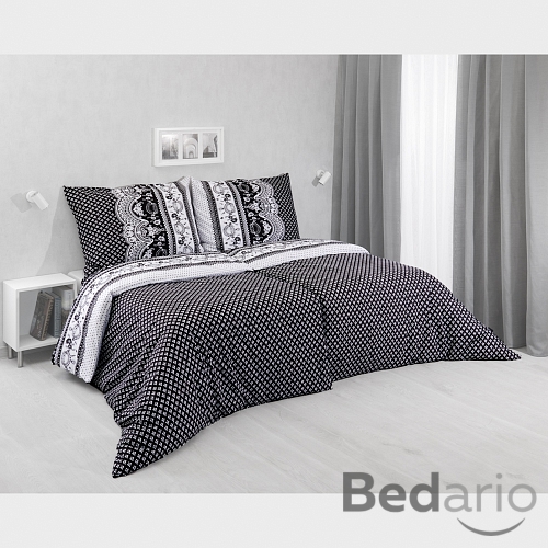 Polybavlněné povlečení DeLuxe 140x200+70x90 Canzone Black