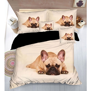 Sedmidílná sada 3D povlečení se vzorem 140x200+70x90  Buldoček