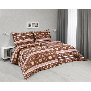 Bavlněné povlečení 140x200+70x90 Květinový vzor hnědý
