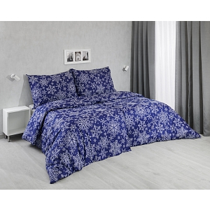 Bavlněné povlečení 140x200+70x90 Vločky modré