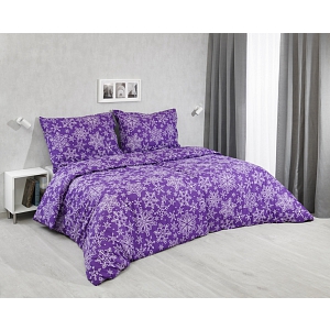 Bavlněné povlečení 140x200+70x90 Vločky fialové