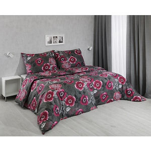 Bavlněné povlečení 140x200+70x90 Květiny fuchsia