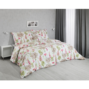 Bavlněné povlečení 140x200+70x90 Luční květiny korálové