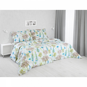 Bavlněné povlečení 140x200+70x90 Luční květiny azurově modré