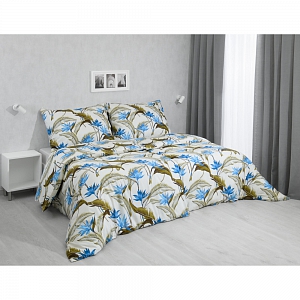 Bavlněné povlečení 140x200+70x90 Tropical flowers blue