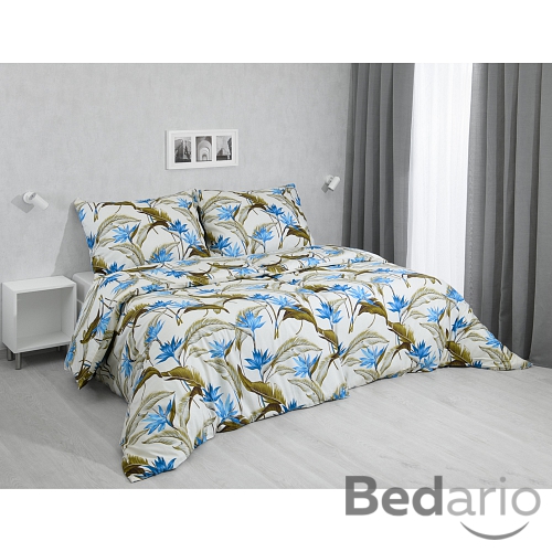 Bavlněné povlečení 140x200+70x90 Tropical flowers blue