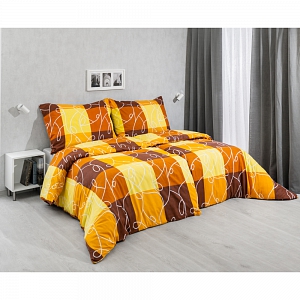 Flanelové povlečení 140x200+70x90 Šachy žlutooranžové