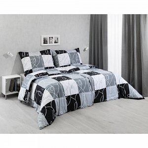 Flanelové povlečení 140x200+70x90 Šachy šedočerné