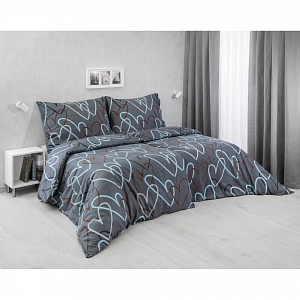 Flanelové povlečení 140x200+70x90 Srdce tmavě šedé