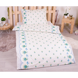 Krepové povlečení STANDARD 140x200+70x90 Bouquet modrý