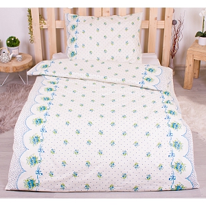 Krepové povlečení STANDARD 140x200+70x90 Bouquet modrý