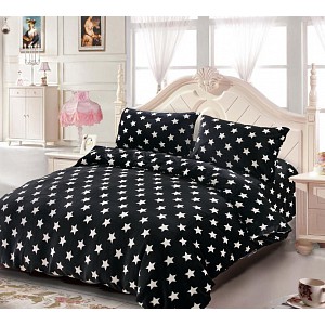 Mikroplyšové povlečení Premium 220x200+2x70x90 Stars black