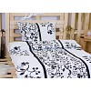 Krepové povlečení TOP 140x200+70x90 Černobílý kvítek