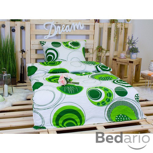 Krepové povlečení TOP 140x200+70x90 Zelená geometrie