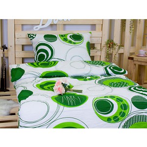 Krepové povlečení TOP 140x200+70x90 Zelená geometrie