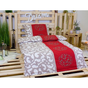 Krepové povlečení TOP 140x200+70x90 Béžový ornament